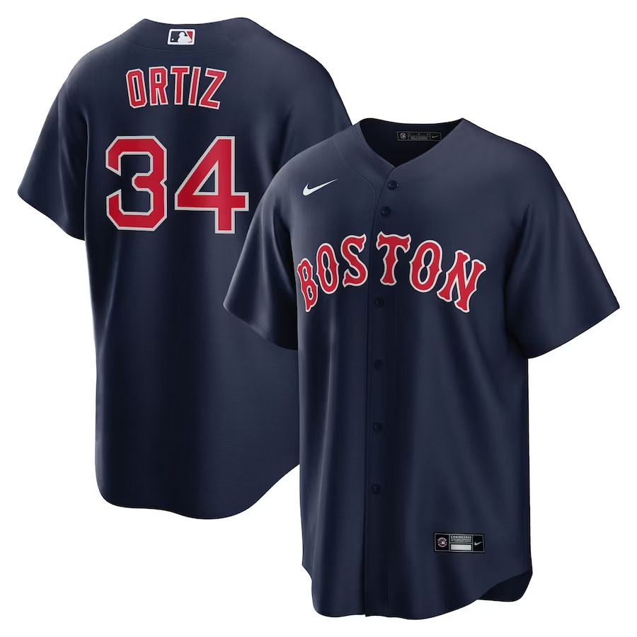 Men Boston Red Sox #34 David Ortiz Nike Navy Alternate Replica Player MLB Jersey->boston red sox->MLB Jersey